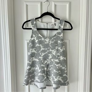 Anthropologie Akemi + Kin Grey Floral Peplum Tank Top